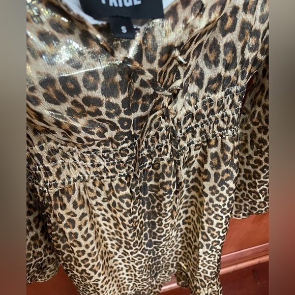 Leopard Print Metallic Bronze Dress by PAIGE Noah Sweetheart Neck S Party Event - Picture 9 of 10